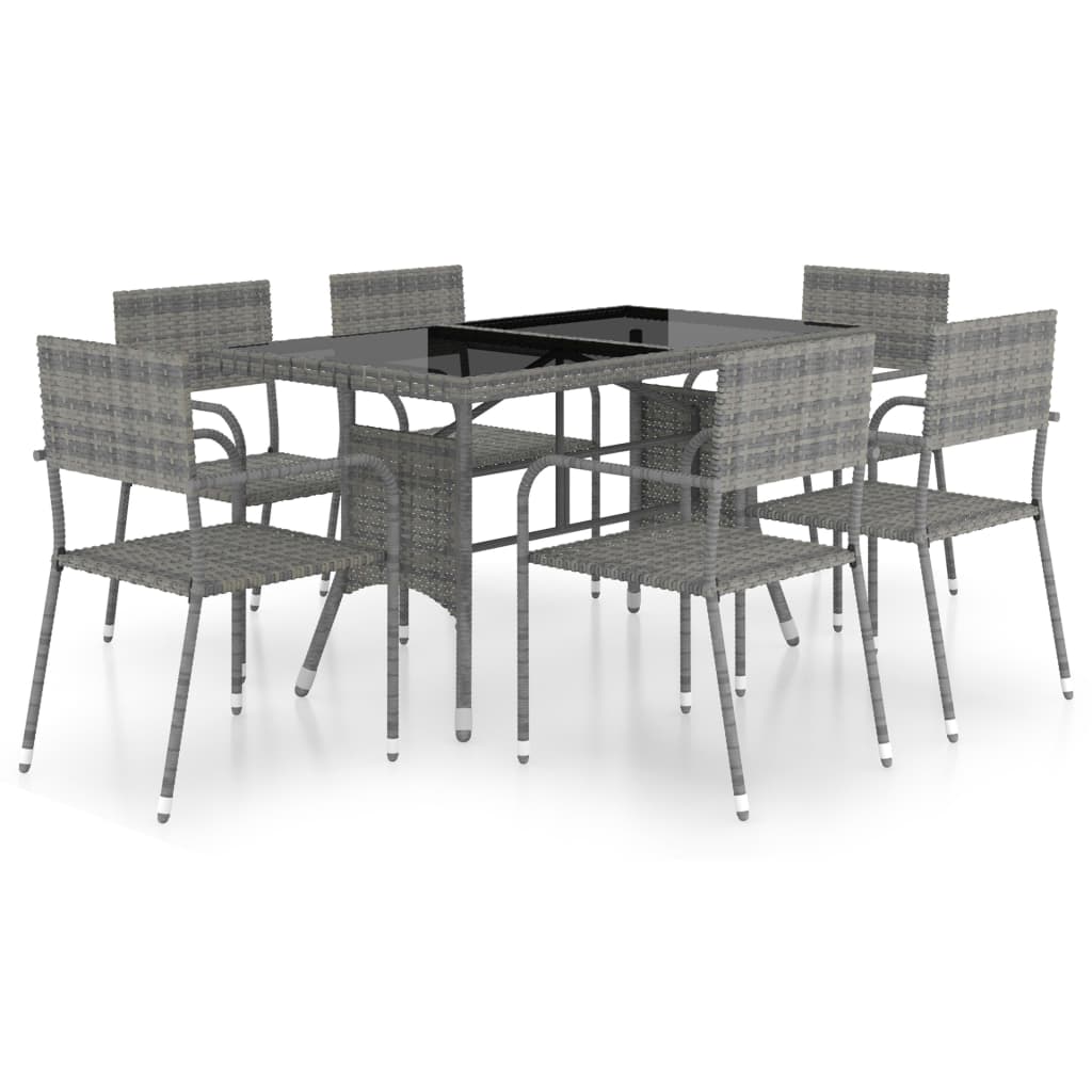 vidaXL Ensemble à manger de jardin 7pcs Résine tressée Anthracite gris