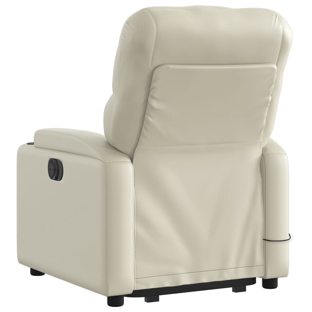 vidaXL Fauteuil inclinable de massage crème similicuir