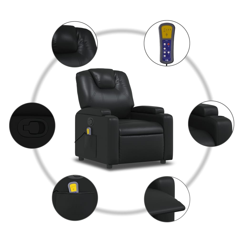 vidaXL Fauteuil de massage inclinable Noir Similicuir