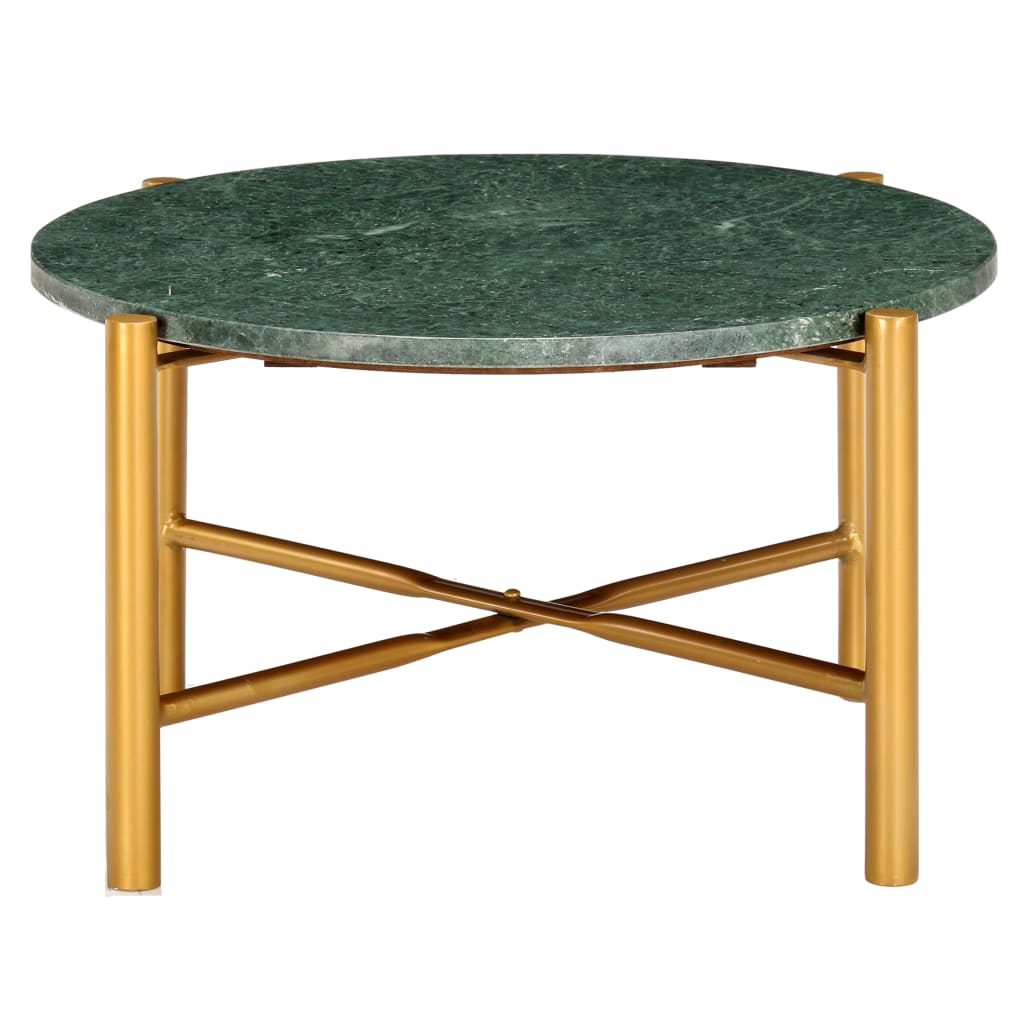 vidaXL Table basse Vert 60x60x35 cm Pierre véritable et texture marbre