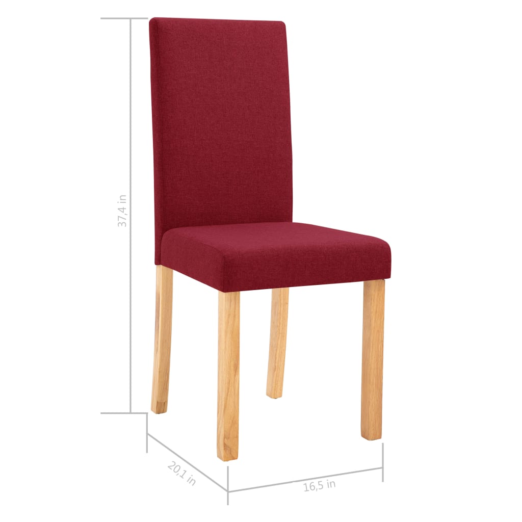 vidaXL Chaises à manger lot de 2 rouge bordeaux tissu