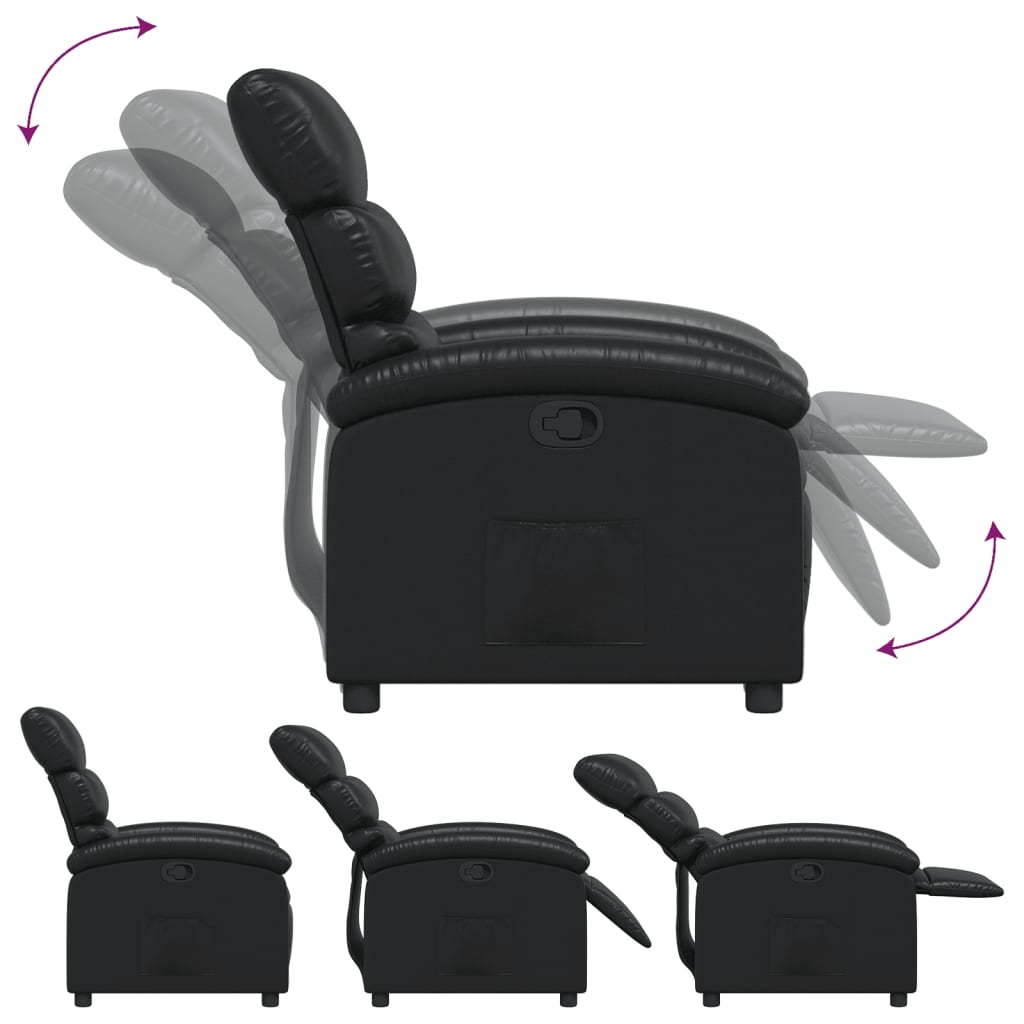 vidaXL Fauteuil inclinable Noir Similicuir