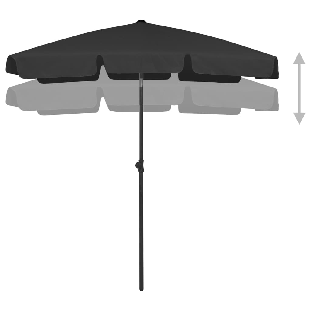 vidaXL Parasol de plage noir 180x120 cm