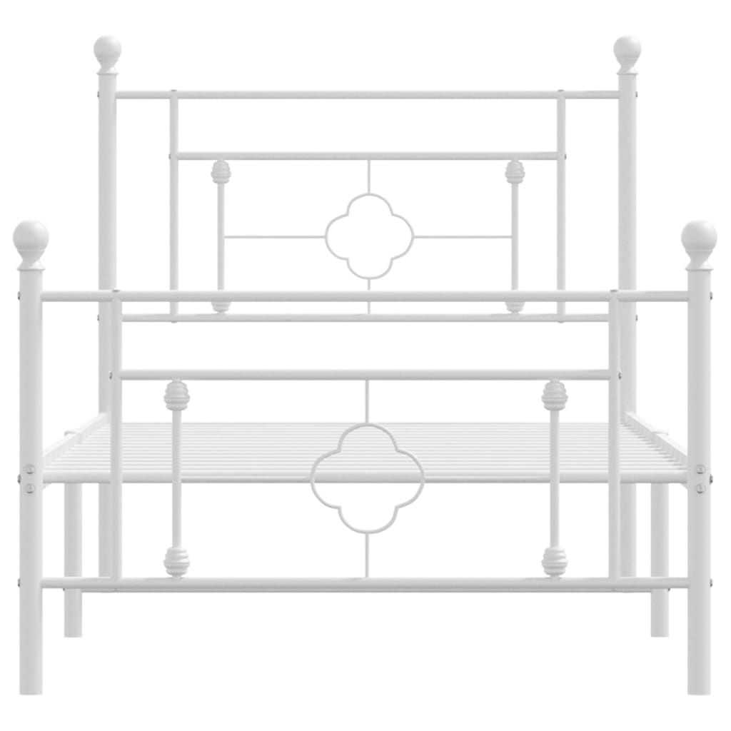 vidaXL Cadre de lit métal avec tête de lit/pied de lit blanc 100x200cm