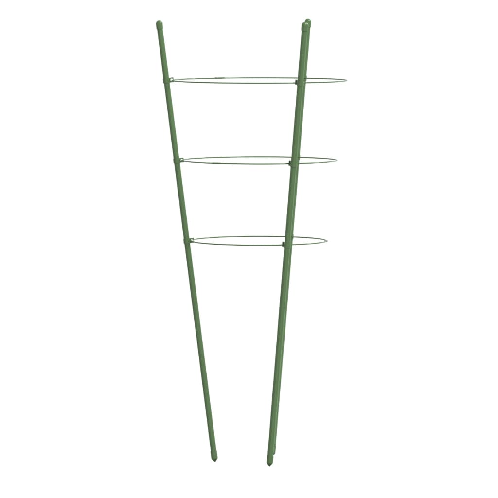 vidaXL Supports pour plantes de jardin 3 anneaux 5pcs Vert 45 cm Acier