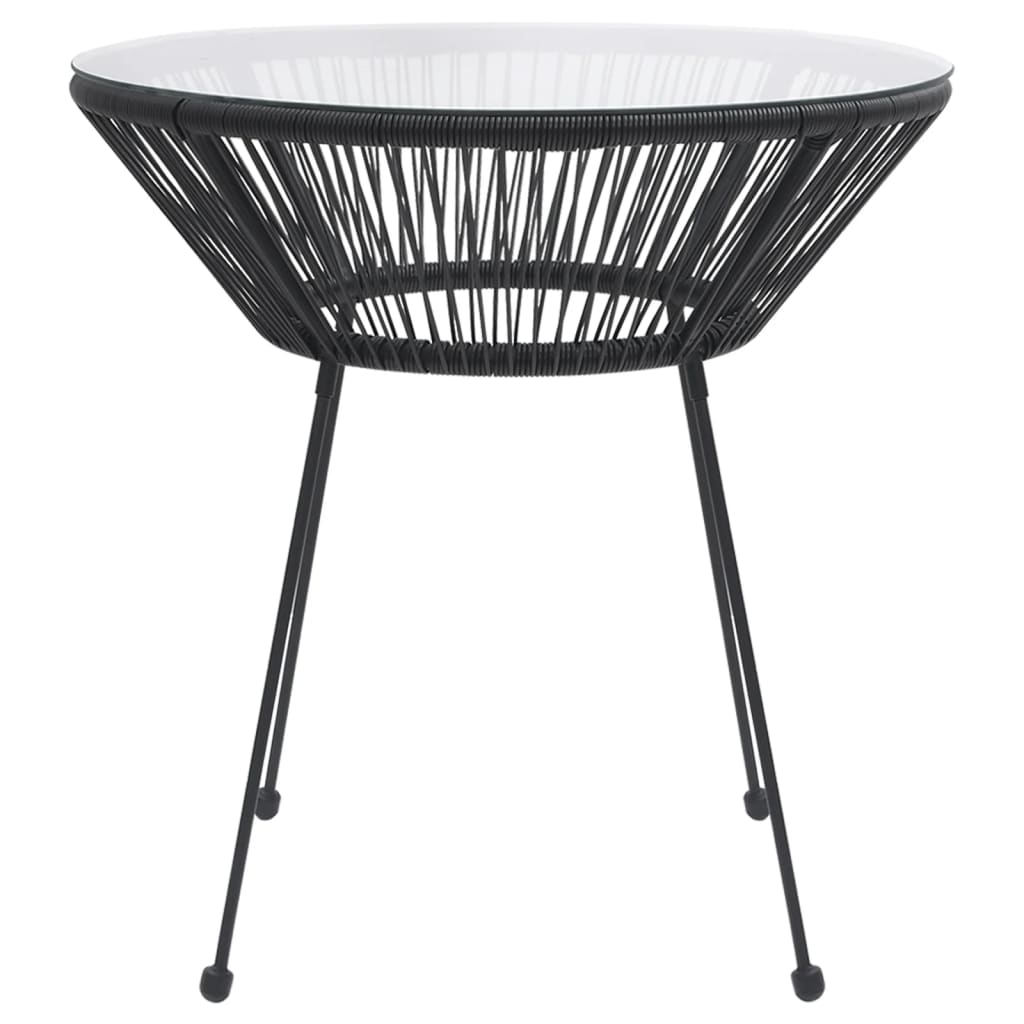 vidaXL Table à manger de jardin Noir Ø70x74 cm Rotin et verre