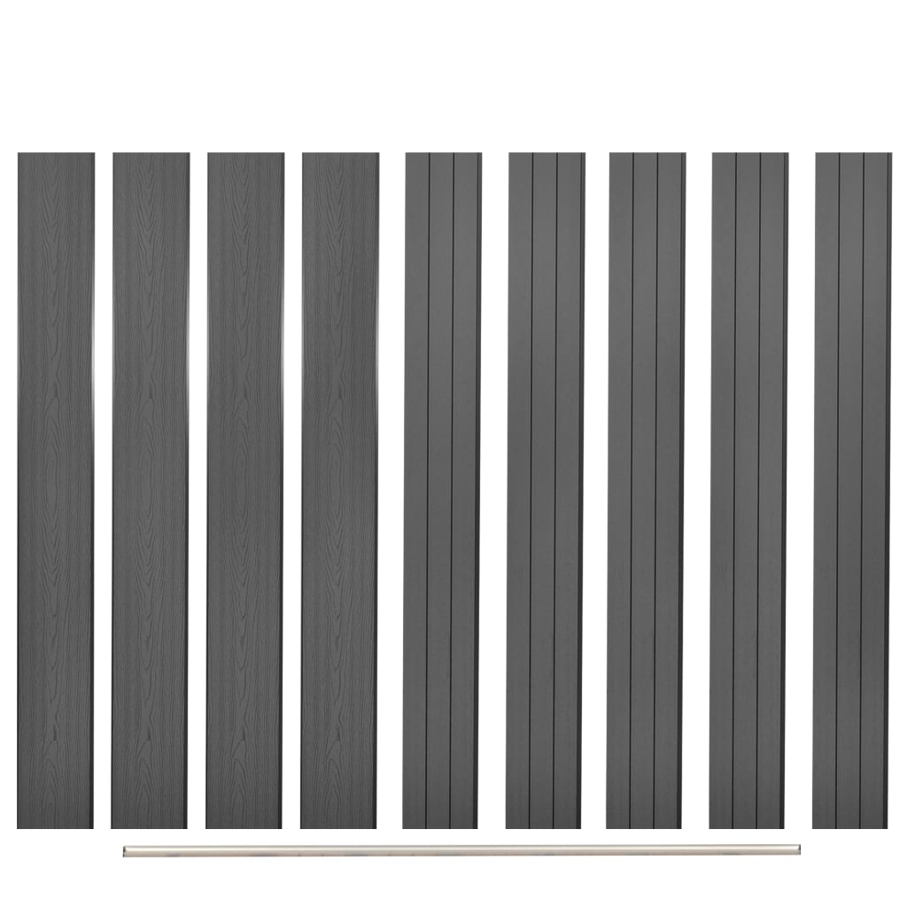 vidaXL Panneaux de clôture de remplacement 9 pcs WPC 170 cm Gris