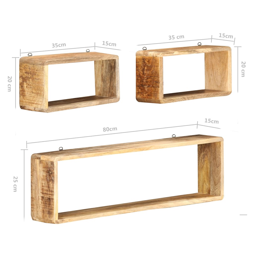 vidaXL Ensemble d'étagère cube 3 pcs bois solide de manguier