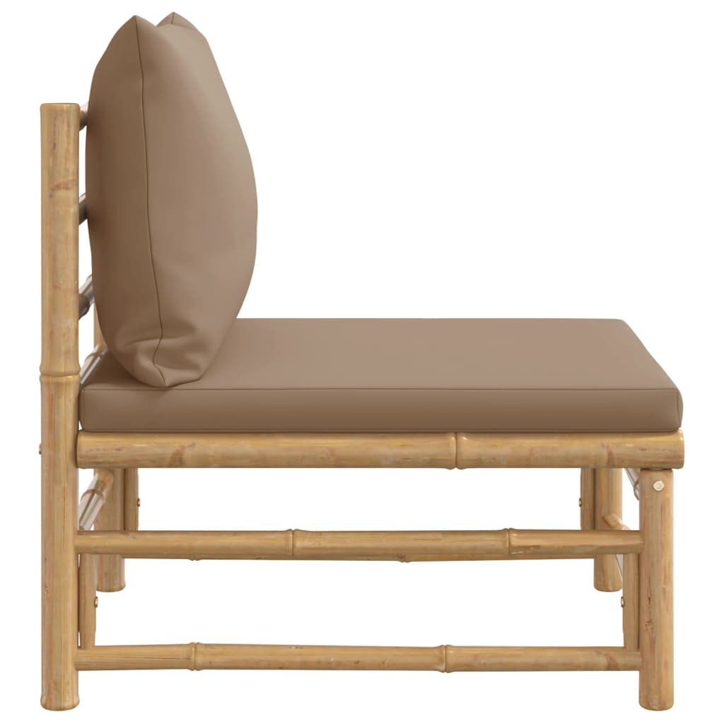 vidaXL Canapé central de jardin avec coussins taupe bambou