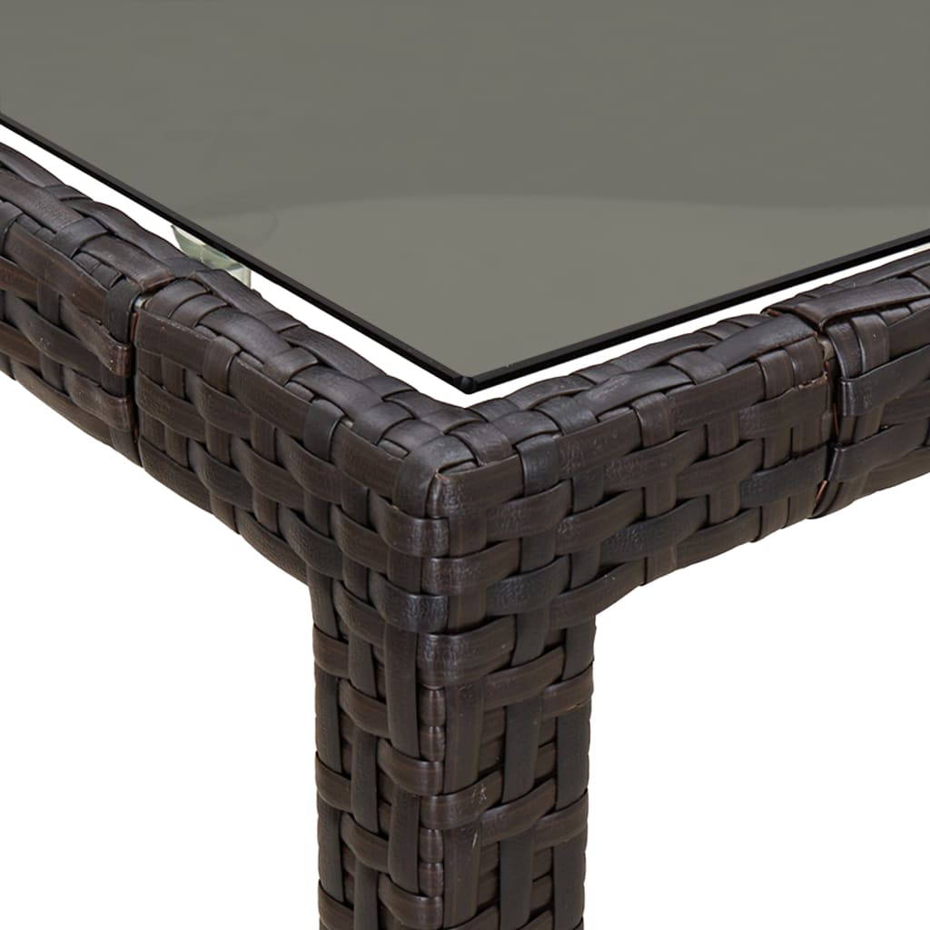 vidaXL Table de jardin 150x90x75 cm Verre trempé/résine tressée Marron