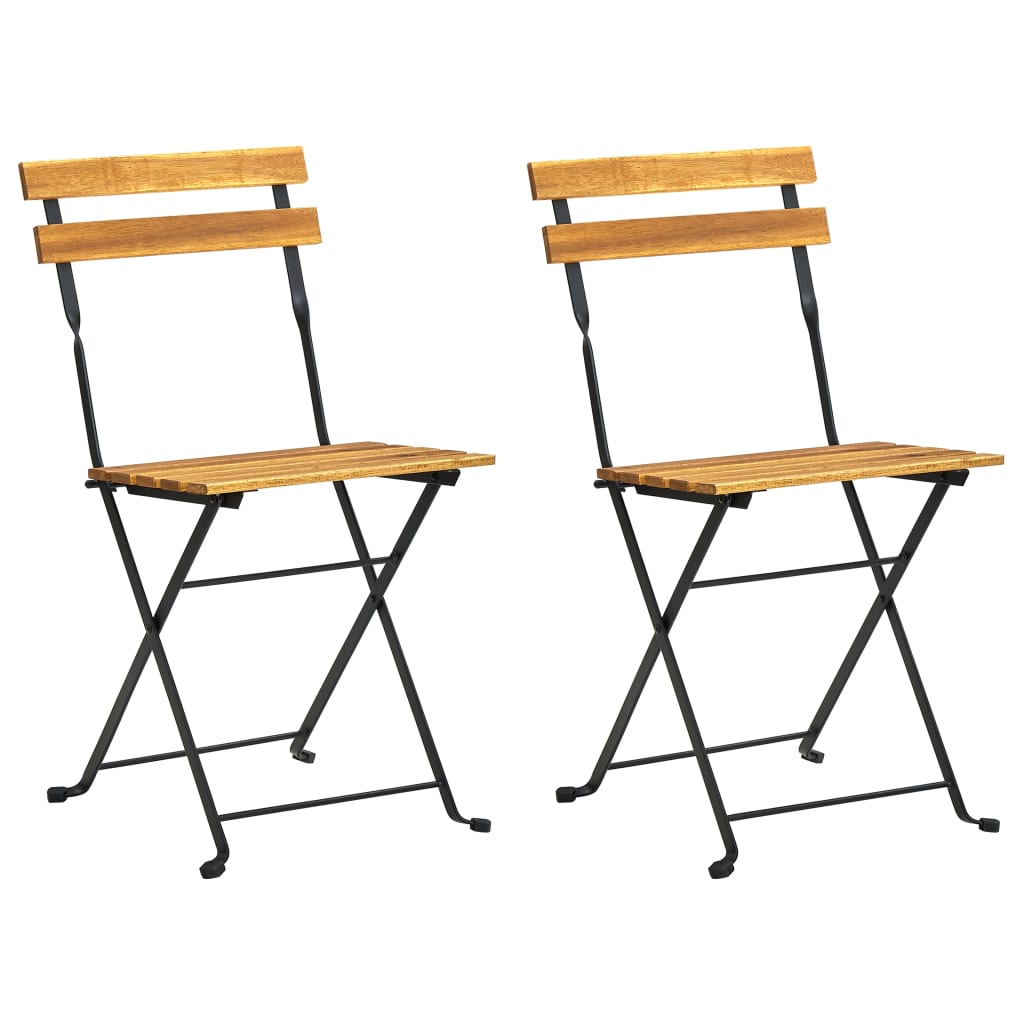 vidaXL Chaises pliables de jardin lot de 2 Acier et Bois acacia solide