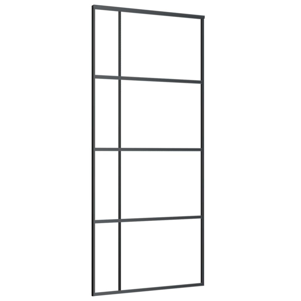 vidaXL Porte coulissante Verre ESG dépoli et aluminium 90x205 cm Noir