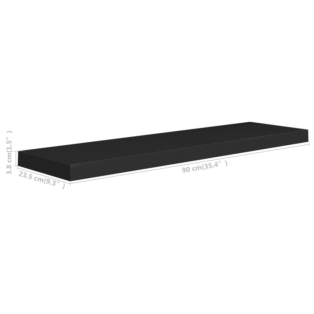 vidaXL Étagères murales flottantes 2 pcs noir 90x23,5x3,8 cm MDF