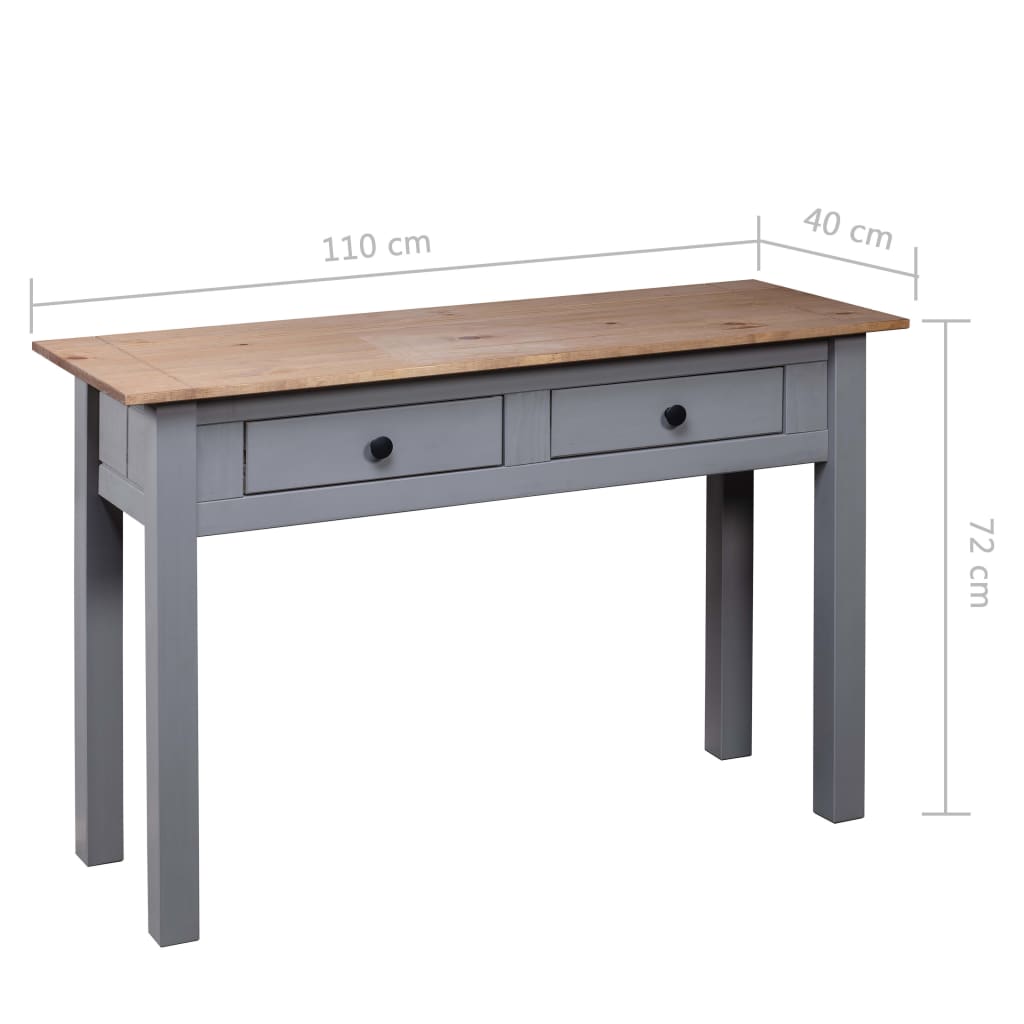 vidaXL Table console Gris 110x40x72 cm Pin solide Gamme Panama