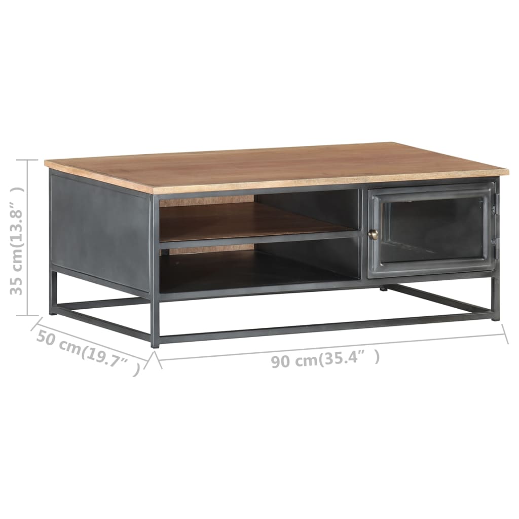 vidaXL Table basse Gris 90x50x35 cm Bois d'acacia massif