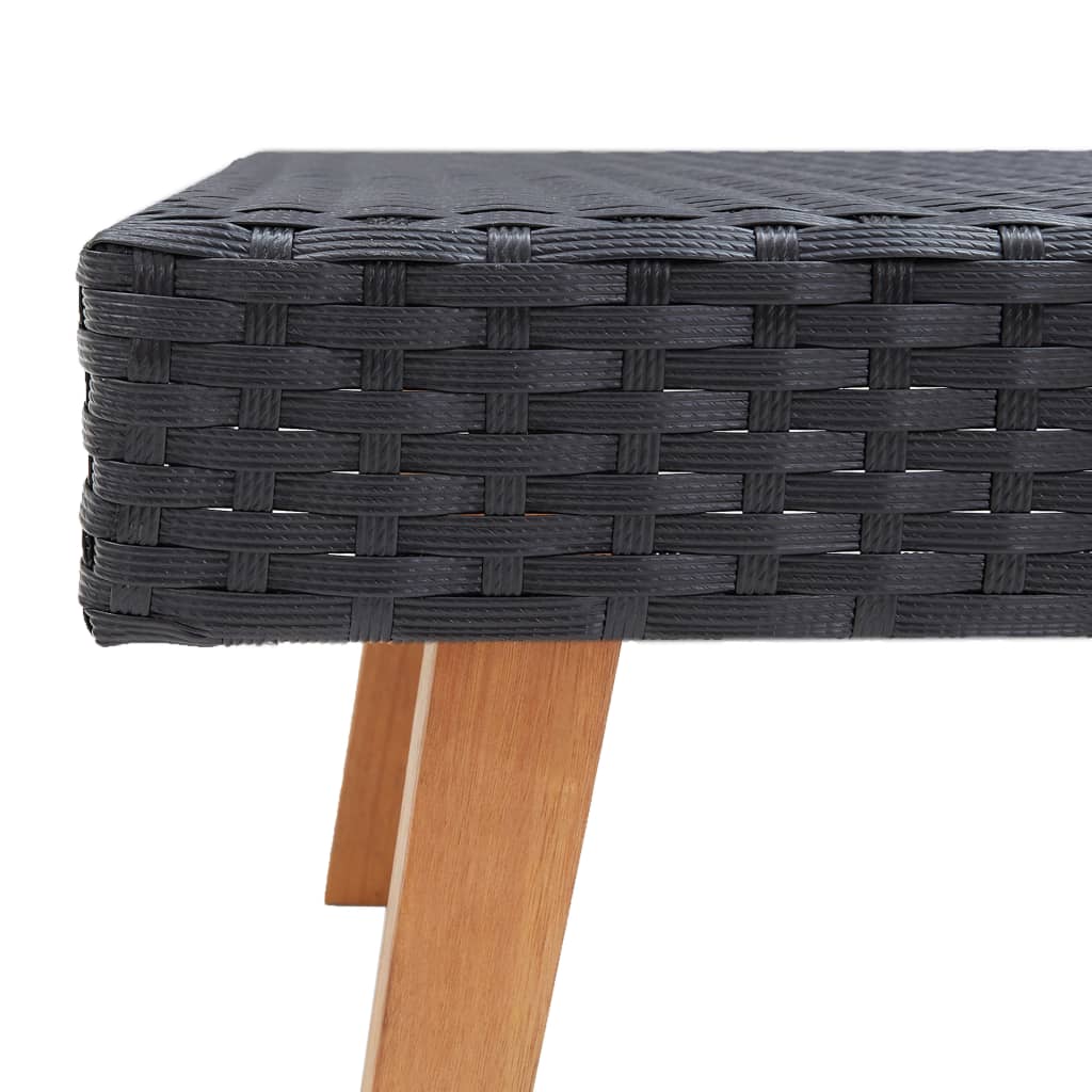 vidaXL Table basse de jardin Résine tressée Noir