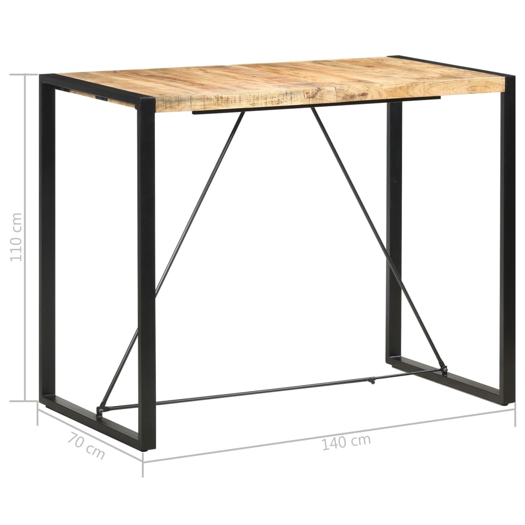 vidaXL Table de bar 140x70x110 cm Bois de manguier massif