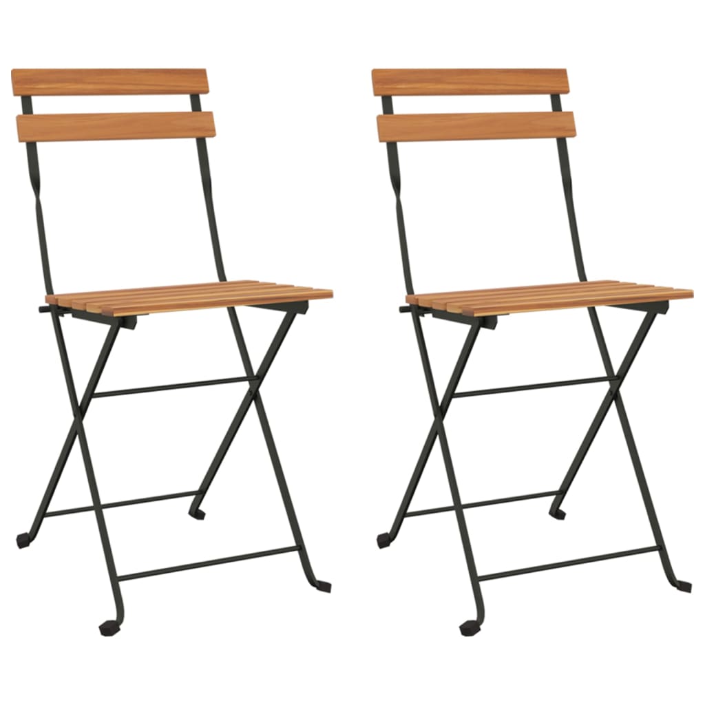 vidaXL Chaises de bistrot pliantes lot de 2 Bois de teck solide acier