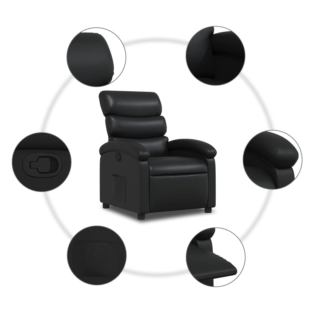 vidaXL Fauteuil inclinable Noir Similicuir