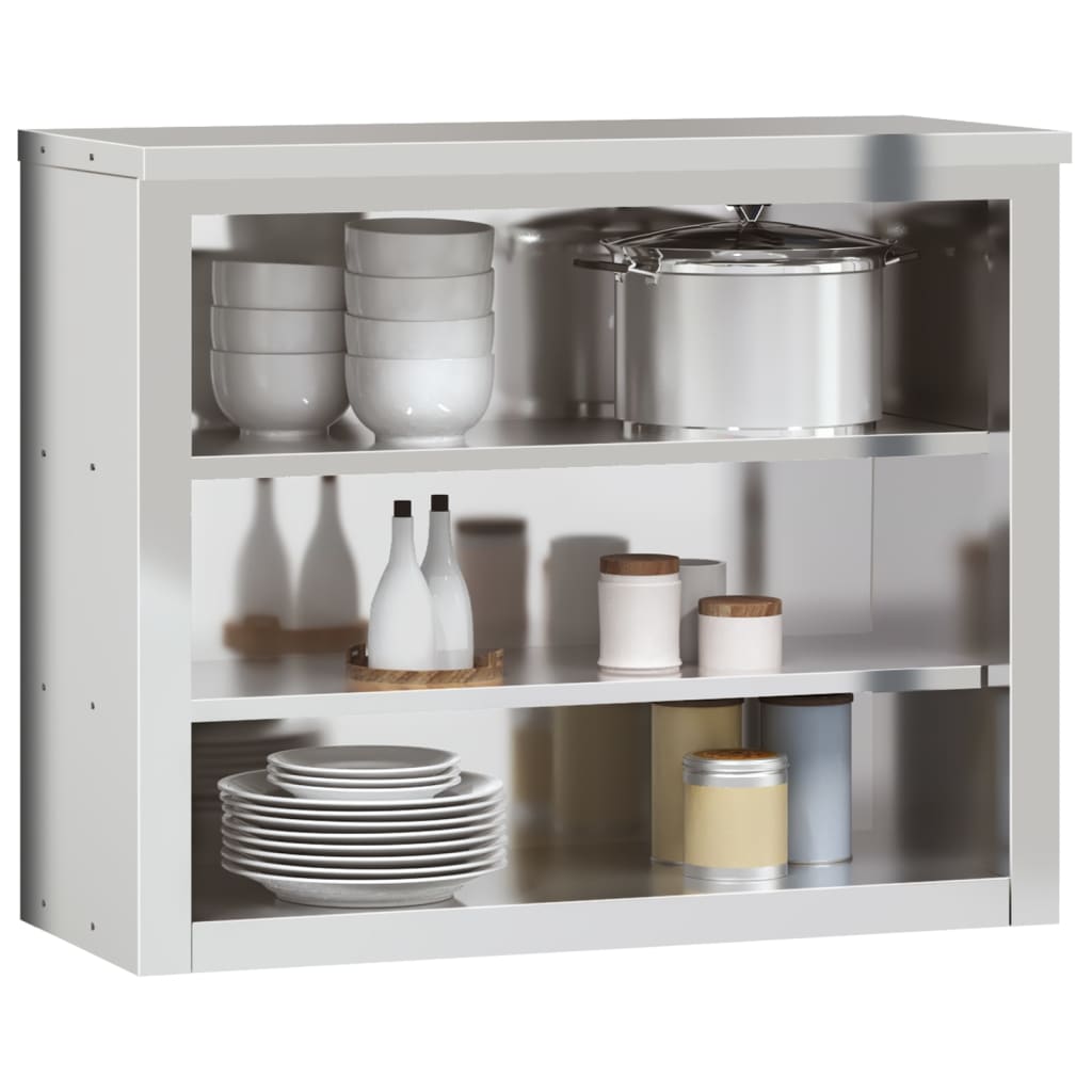 vidaXL Armoire murale de cuisine avec étagères acier inoxydable