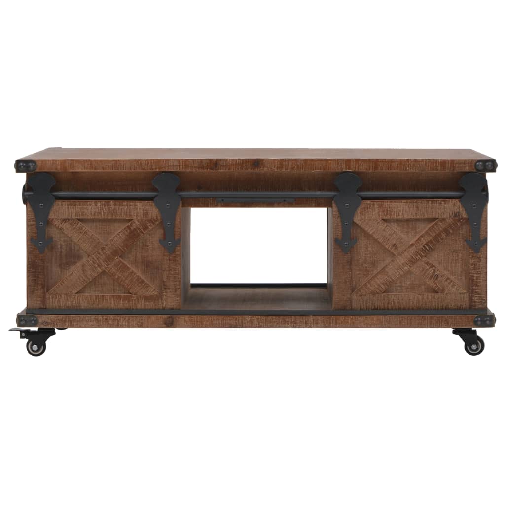 vidaXL Table basse Bois de sapin massif 91x51x38 cm Marron