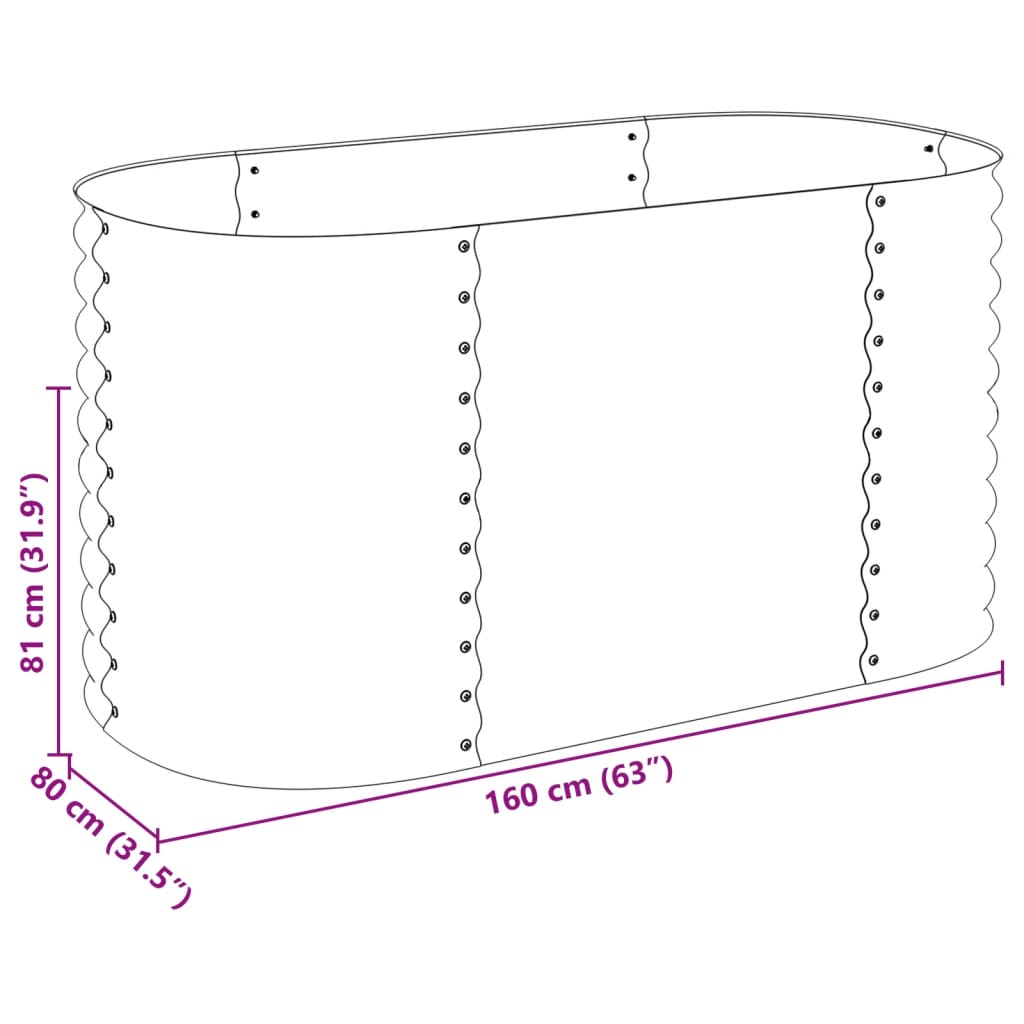 vidaXL Lit surélevé de jardin 160x80x81 cm Acier galvanisé Gris