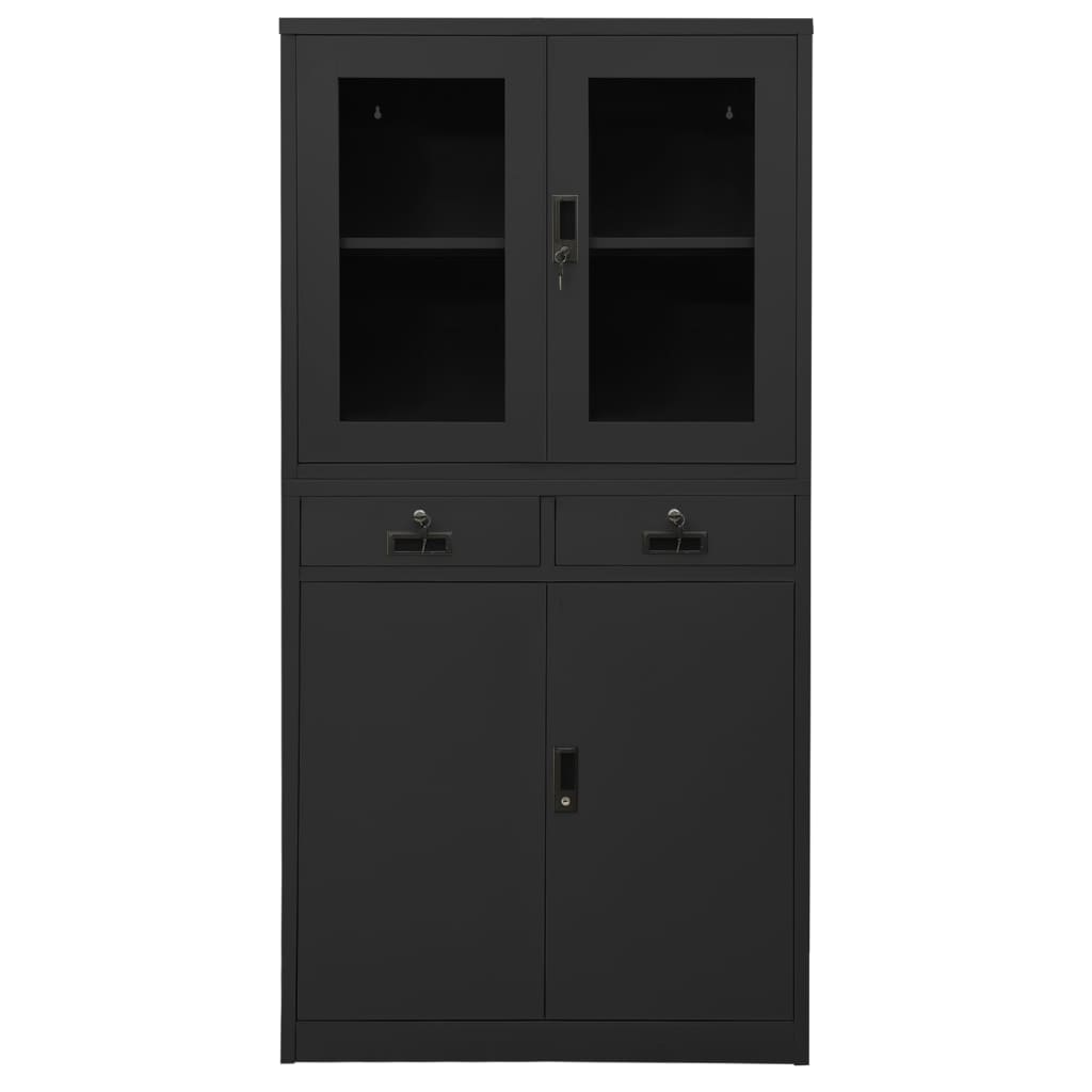 vidaXL Armoire de bureau Anthracite 90x40x180 cm Acier et verre trempé