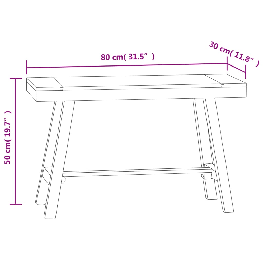 vidaXL Banc 80 cm Bois massif de teck