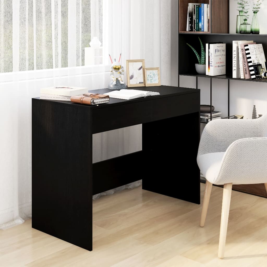 vidaXL Bureau Noir 101x50x76,5 cm Bois d'ingénierie