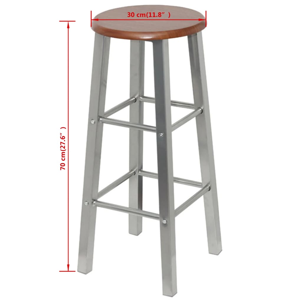 vidaXL Tabouret de bar lot de 2 métal avec siège en MDF