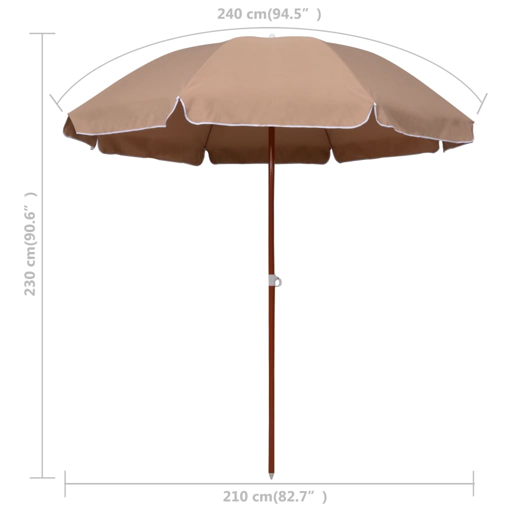 vidaXL Parasol de jardin avec mât en acier 240 cm taupe