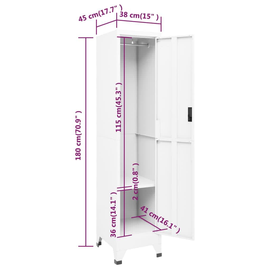 vidaXL Armoire à casiers Blanc 38x45x180 cm Acier