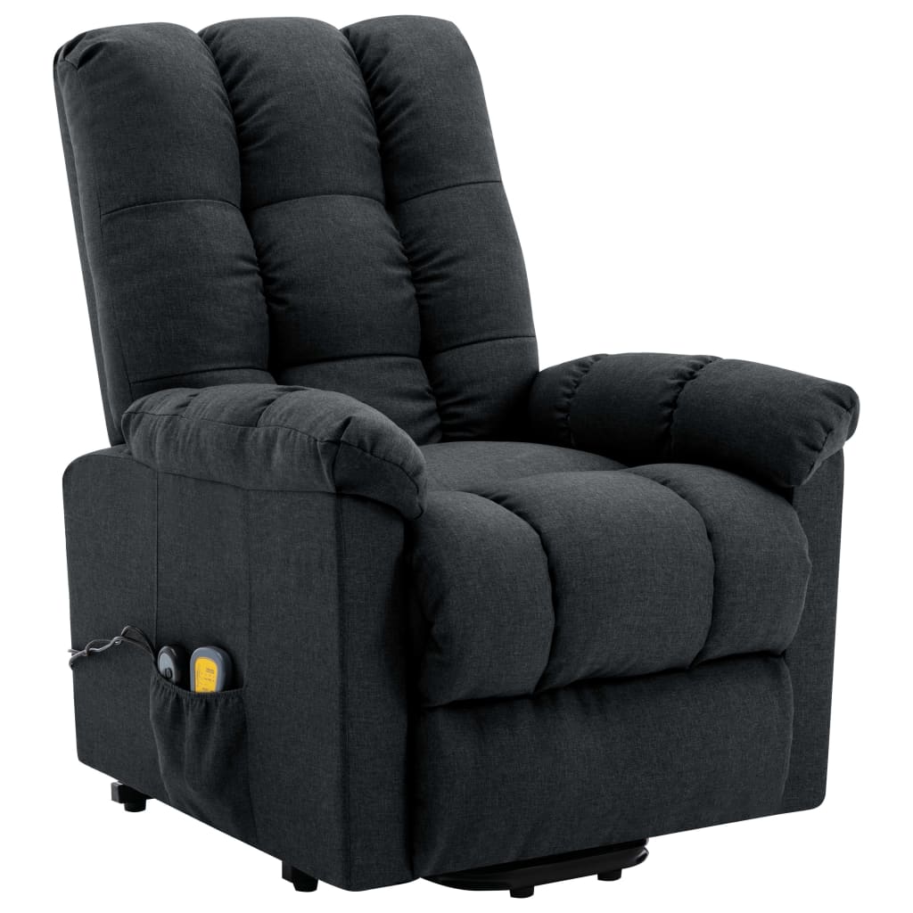 vidaXL Fauteuil de massage inclinable gris foncé tissu