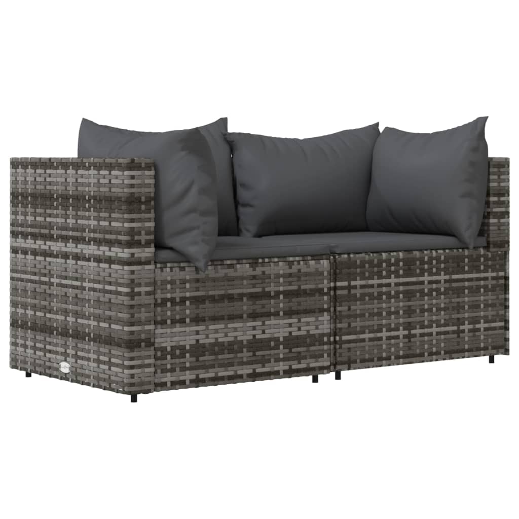 vidaXL Salon de jardin 3 pcs avec coussins Gris Résine tressée