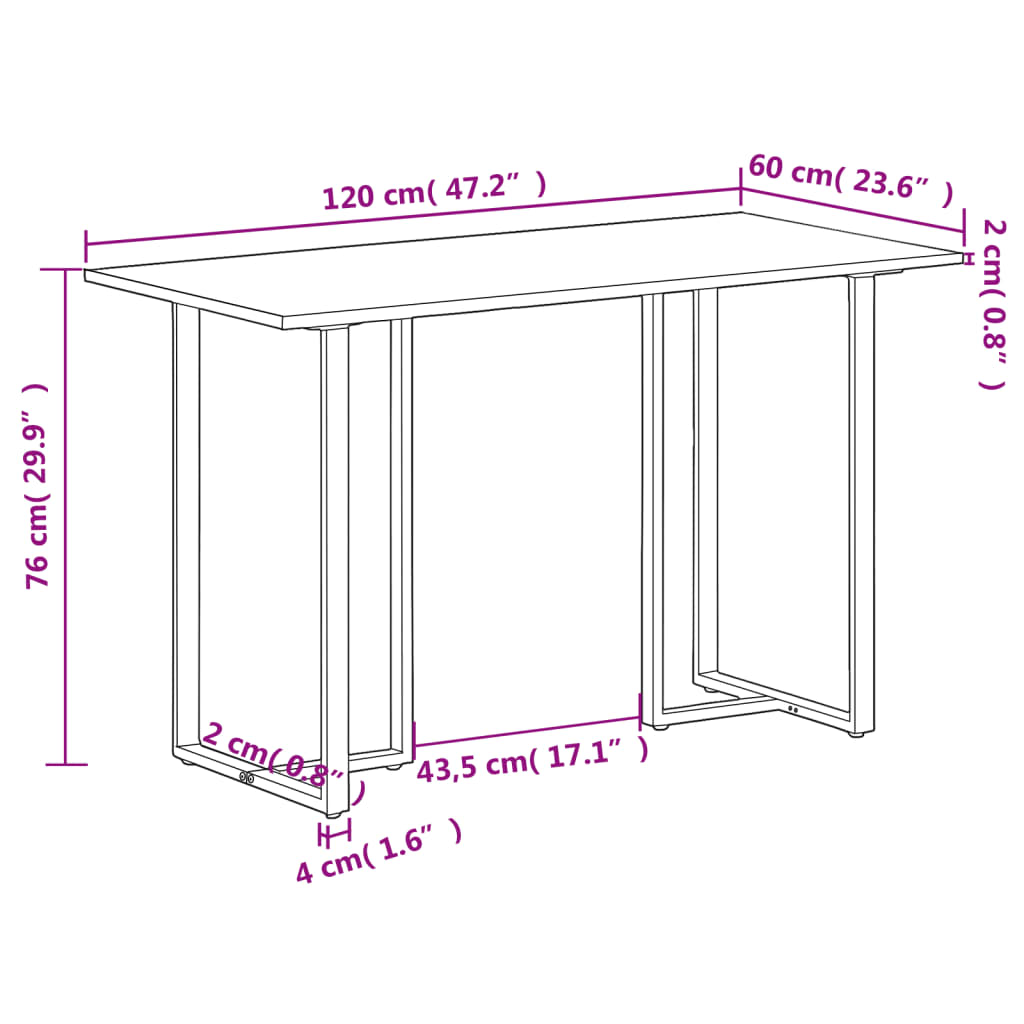 vidaXL Table à manger 120 cm Bois de récupération massif