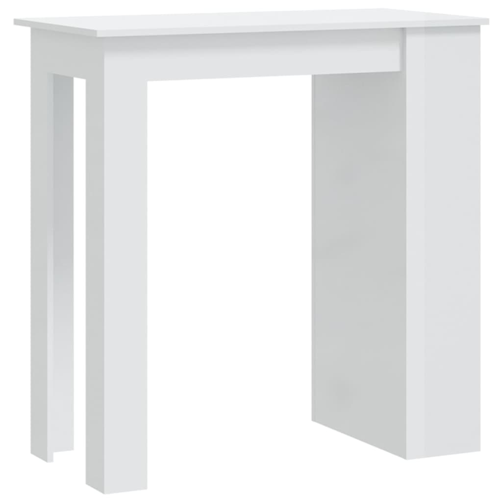 vidaXL Table de bar étagère de rangement Blanc brillant 102x50x103,5cm