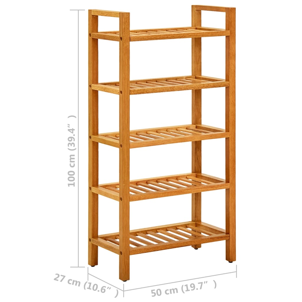 vidaXL Étagère à chaussures à 5 niveaux 50x27x100 cm Chêne massif