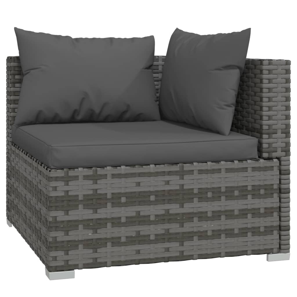 vidaXL Salon de jardin 8 pcs avec coussins Résine tressée Gris