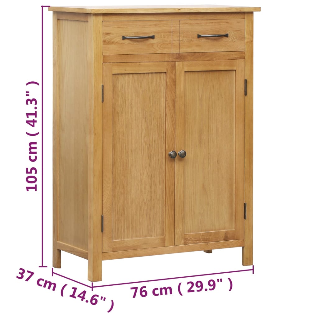 vidaXL Armoire à chaussures 76x37x105 cm Bois de chêne solide