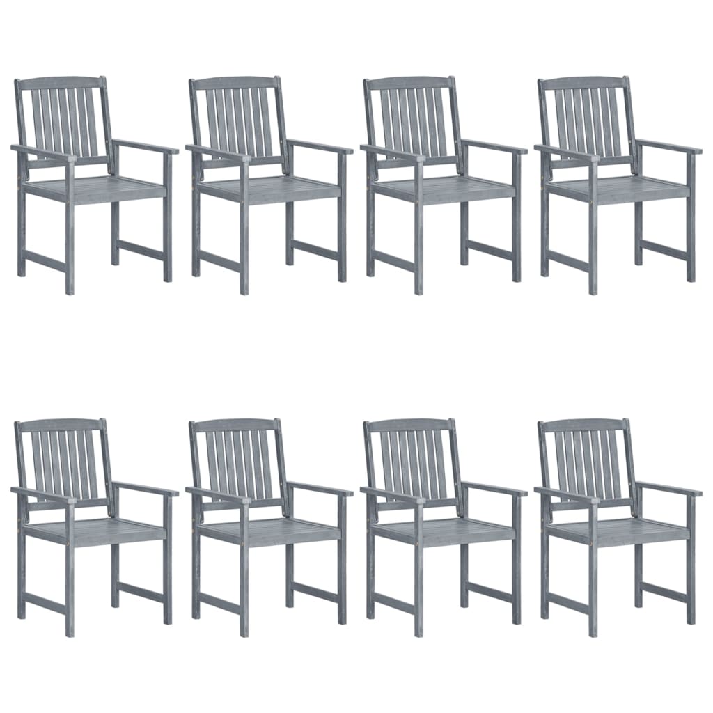 vidaXL Chaises de jardin avec coussins 8 pcs Bois d'acacia solide Gris