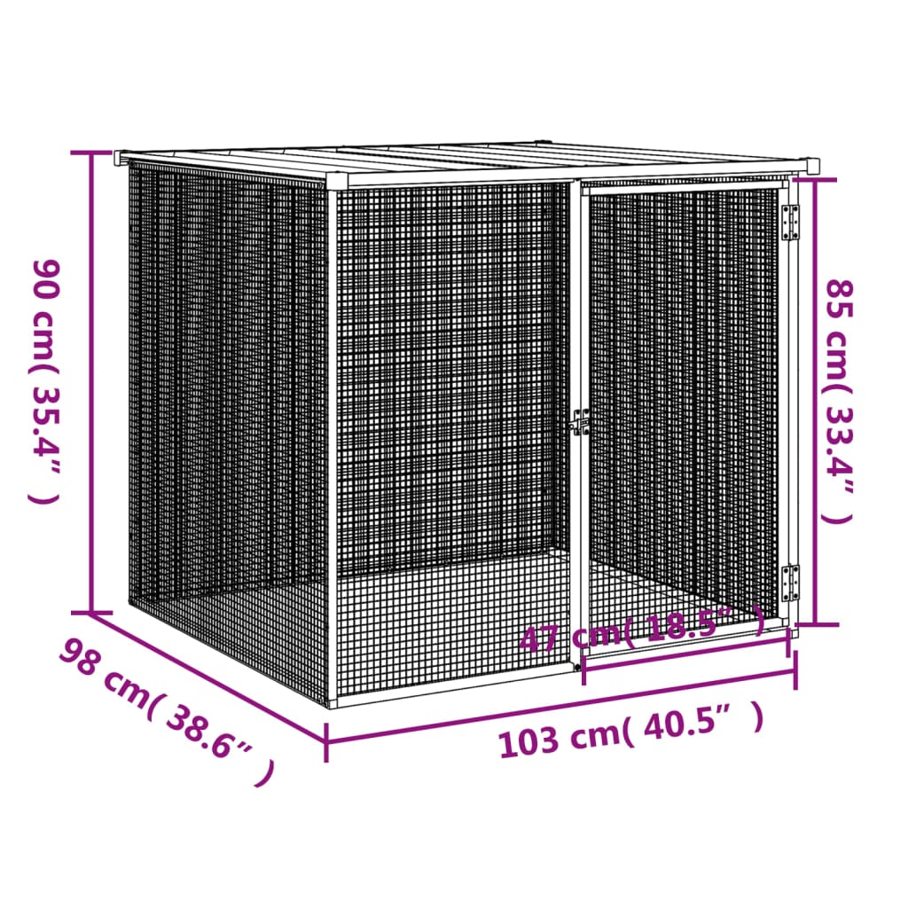 vidaXL Poulailler avec toit gris clair 103x98x90 cm acier galvanisé