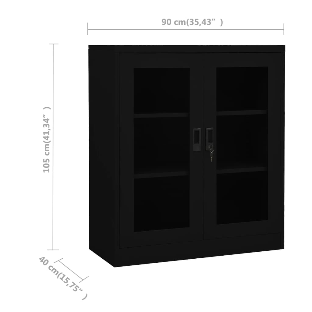 vidaXL Armoire de bureau Noir 90x40x105 cm Acier