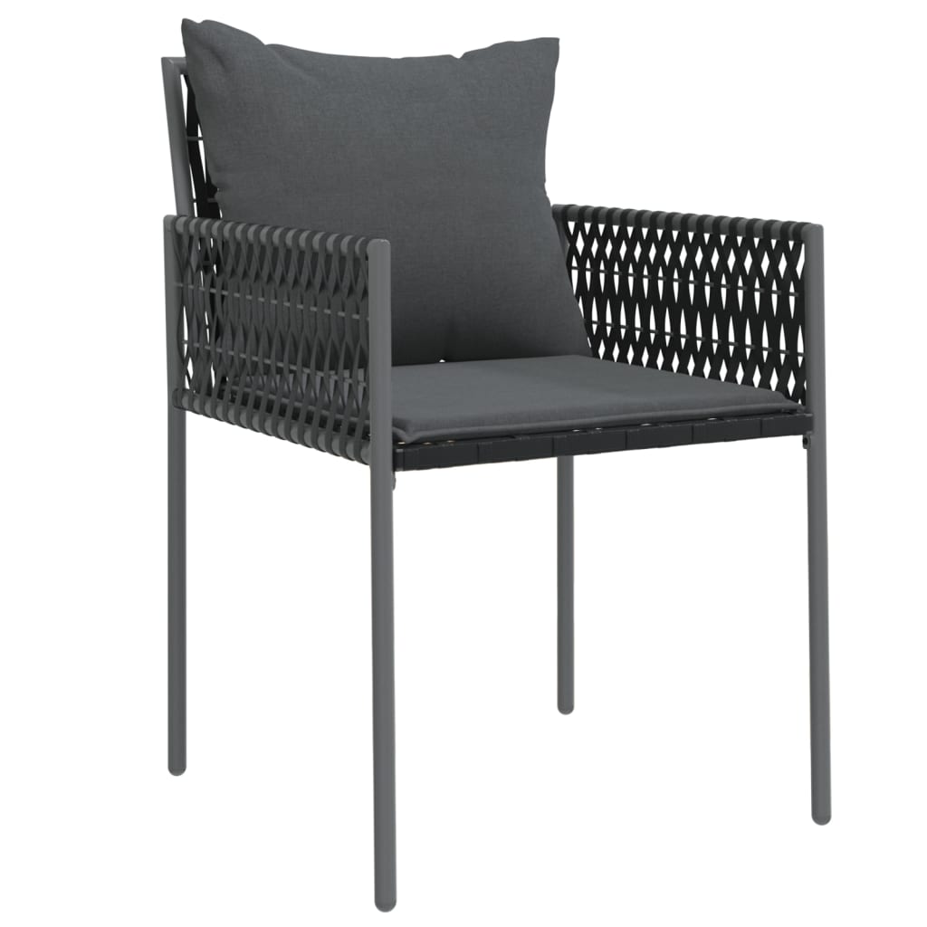 vidaXL Chaises de jardin avec coussins lot de 2 noir 54x61x83 cm rotin