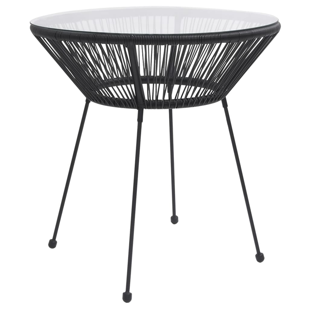 vidaXL Table à manger de jardin Noir Ø70x74 cm Rotin et verre