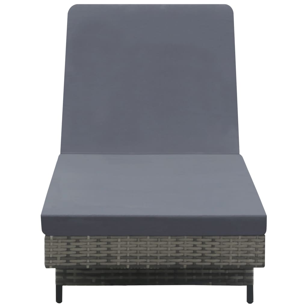 vidaXL Chaise longue avec roues et coussin Résine tressée Anthracite