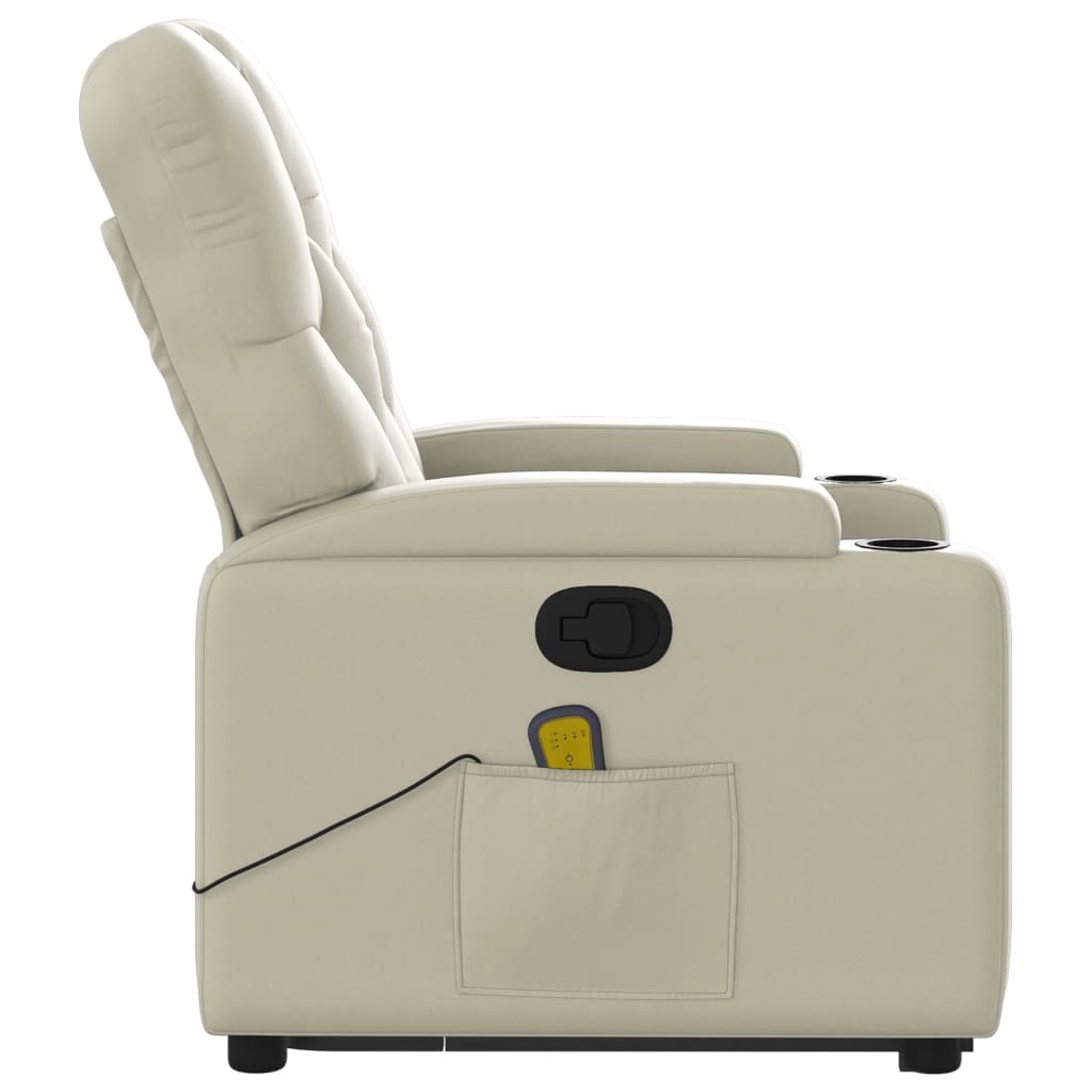 vidaXL Fauteuil inclinable de massage crème similicuir