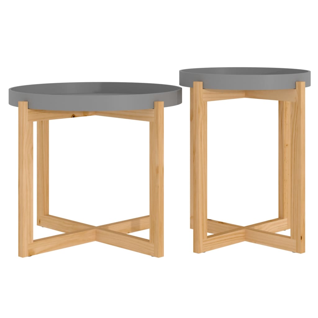 vidaXL Tables basses 2 pcs Gris Bois d'ingénierie et pin massif