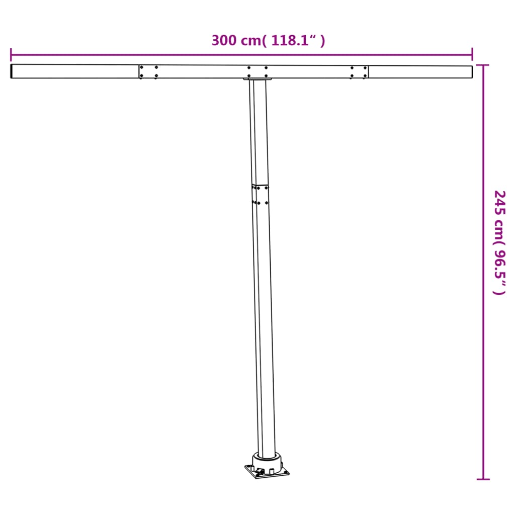 vidaXL Jeu de poteaux d'auvent anthracite 300x245 cm fer