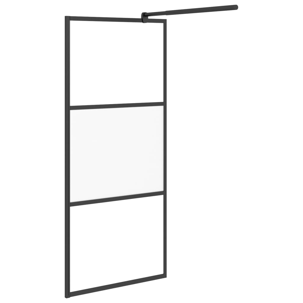 vidaXL Paroi de douche avec étagère Noir 90x195 cm Verre ESG&Aluminium