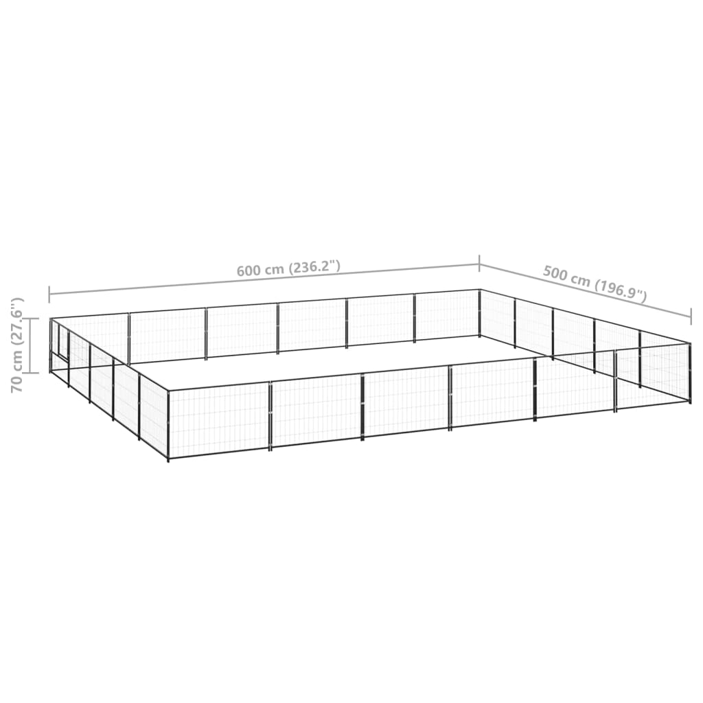 vidaXL Chenil Noir 30 m² Acier